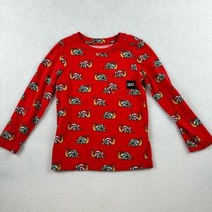 Saxx Kids Vibrant Red Snail Pattern Long Sleeve Tee